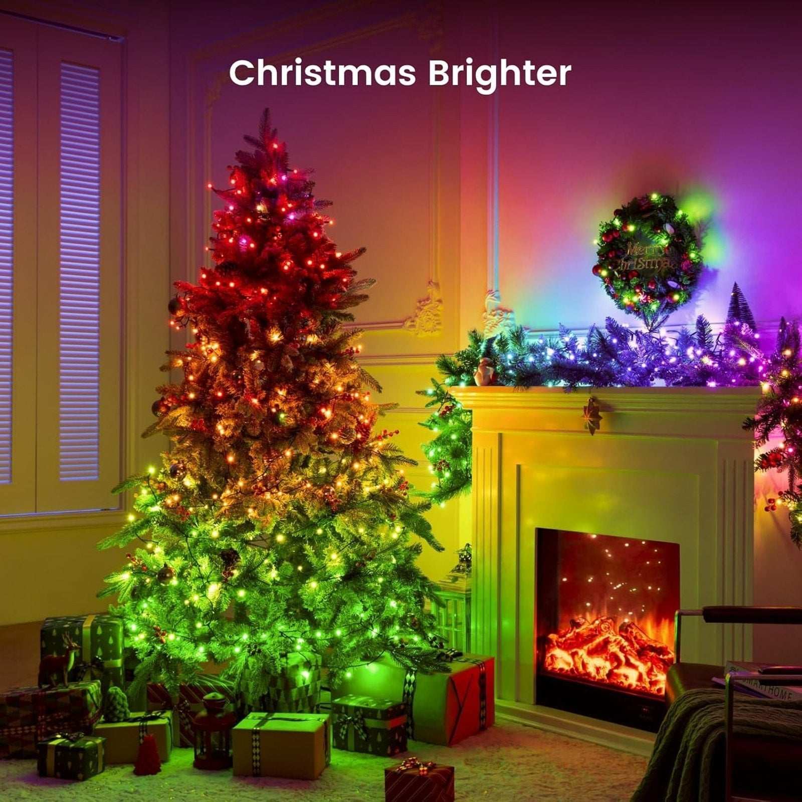 App-Controlled Bluetooth Smart RGB Christmas Lights 200 LED 66Ft w/ Music Flow