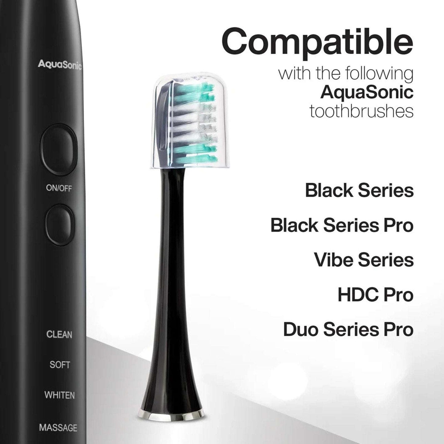 AquaSonic Replacement Brush Heads Normal & Sensitive Teeth 8 Pack Black Series+