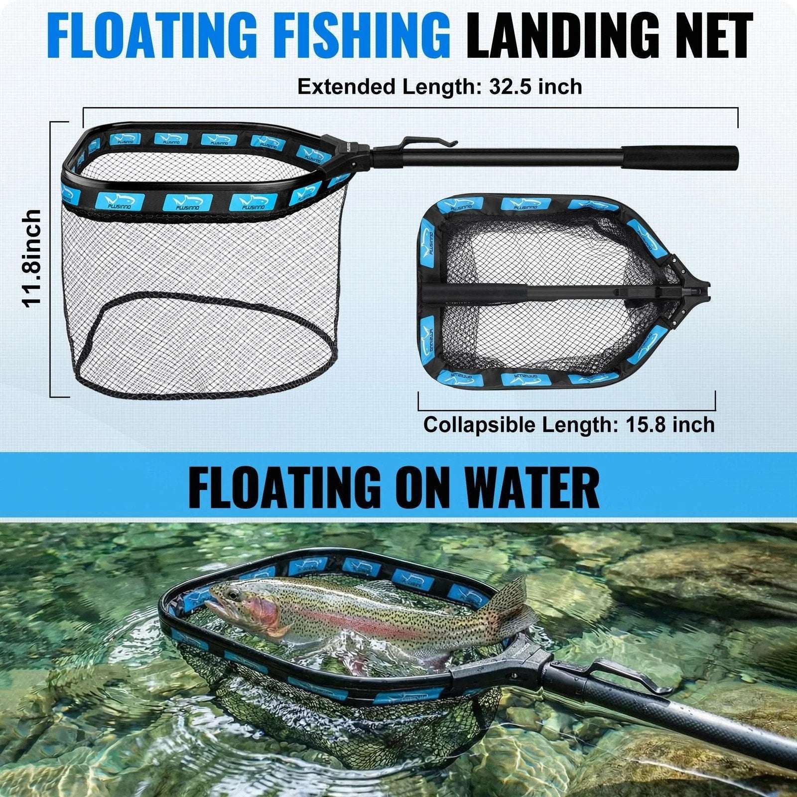 Plusinno Waterproof Fishing Backpack Tackle Bag, Rod, Reel, Net, 111PC Lure Kit+