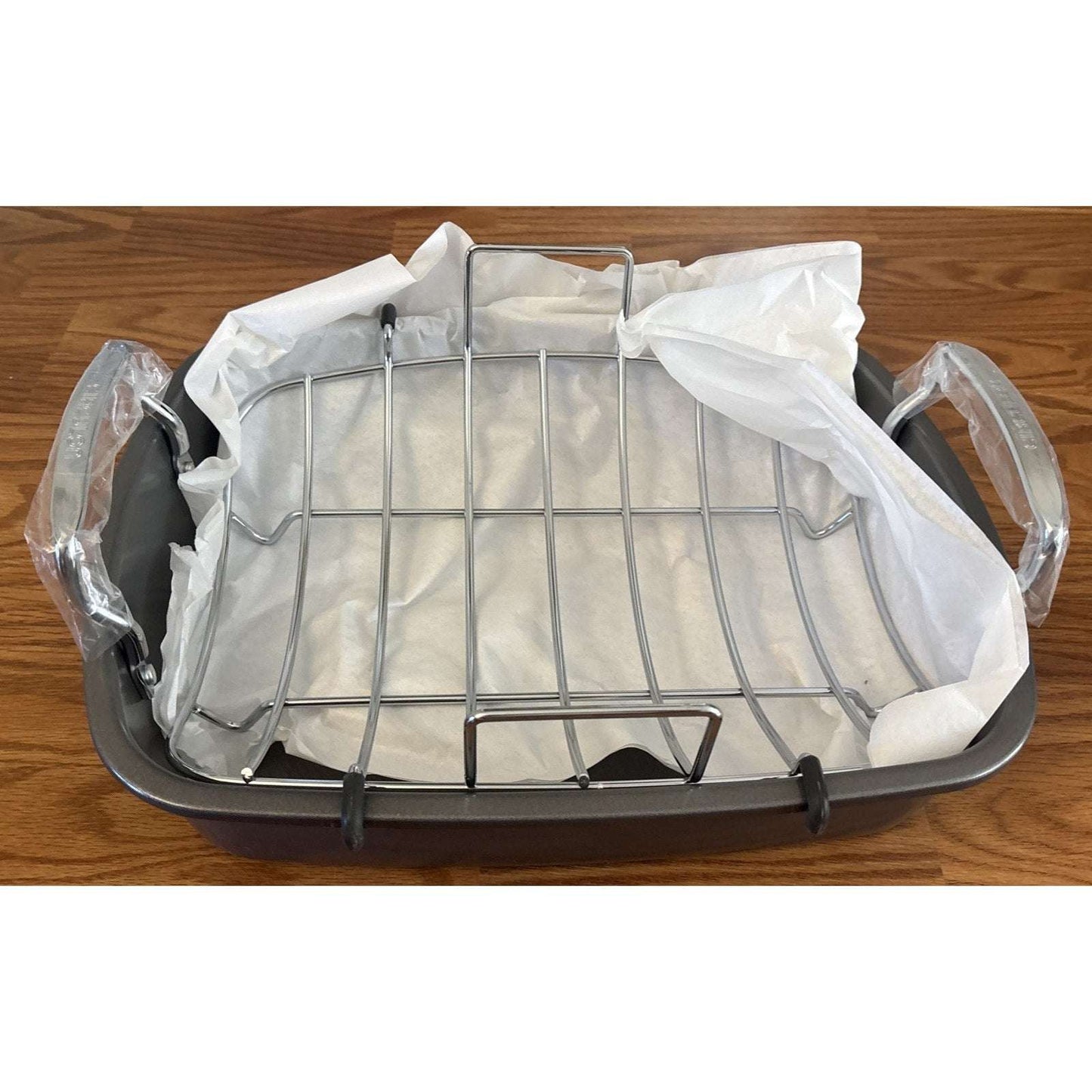 Circulon Nonstick Roasting Pan / Roaster w/ Rack - 17 Inch x 13 Inch 24lbs Gray