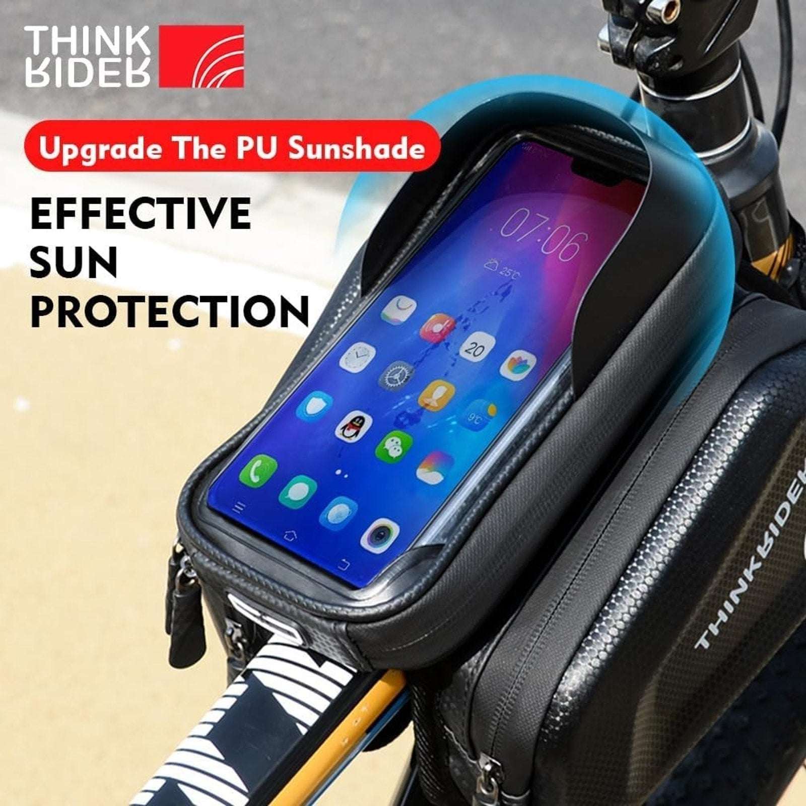 ThinkRider 3Pocket Top Tube Frame Mount Bike Bag Waterproof Cycling Phone Holder