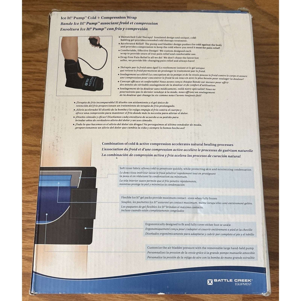 Battle Creek Ice It! Cold Compression Pump Therapy Wrap for Foot & Ankle Comfort