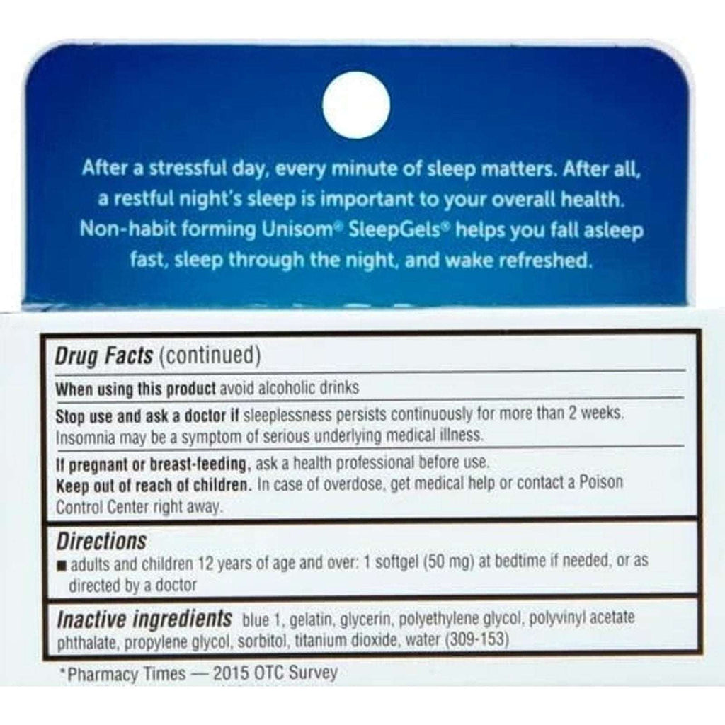3 x Unisom SleepGels Nighttime Sleep Aid, Diphenhydramine HCI 50 mg, 32 SoftGels