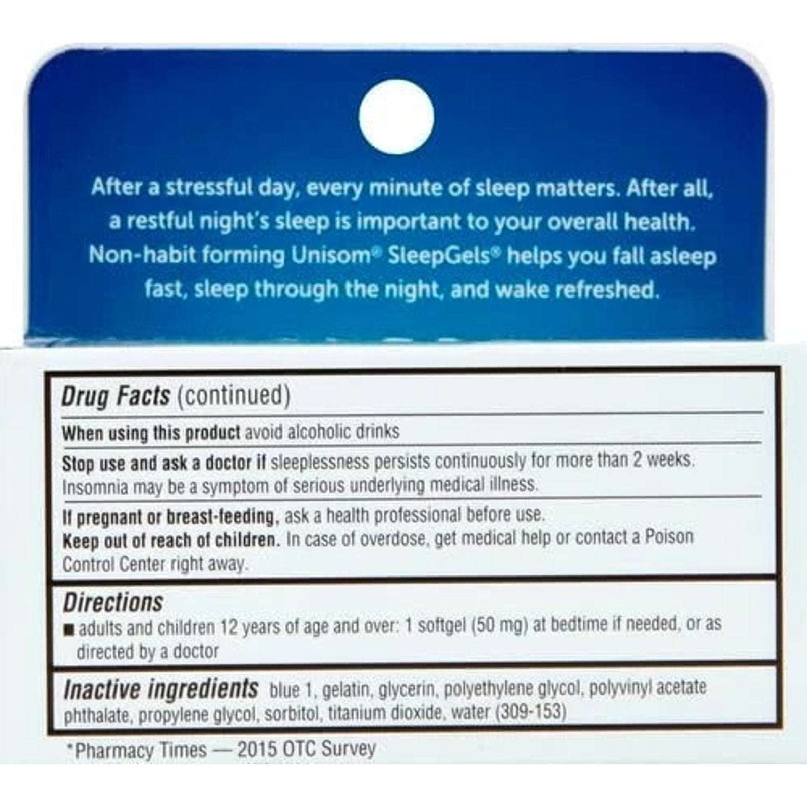 3 x Unisom SleepGels Nighttime Sleep Aid, Diphenhydramine HCI 50 mg, 32 SoftGels