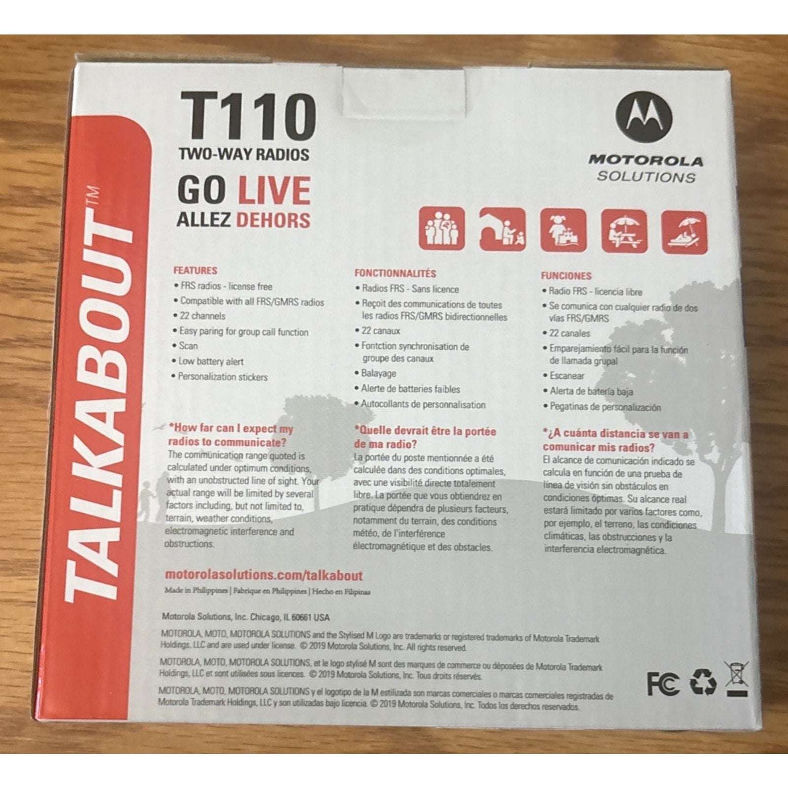 2Pk MOTOROLA SOLUTIONS TALKABOUT T110TP Up to 16 MILE 22-Channel 2 WAY RADIOS