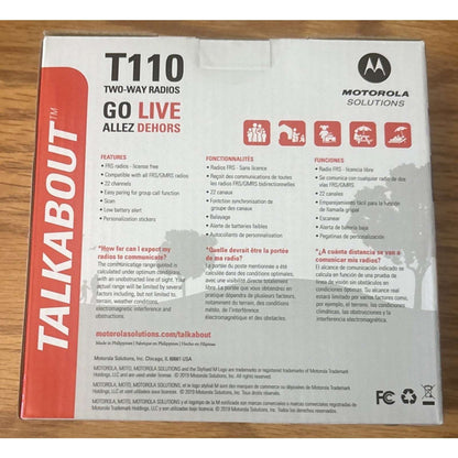 2Pk MOTOROLA SOLUTIONS TALKABOUT T110TP Up to 16 MILE 22-Channel 2 WAY RADIOS