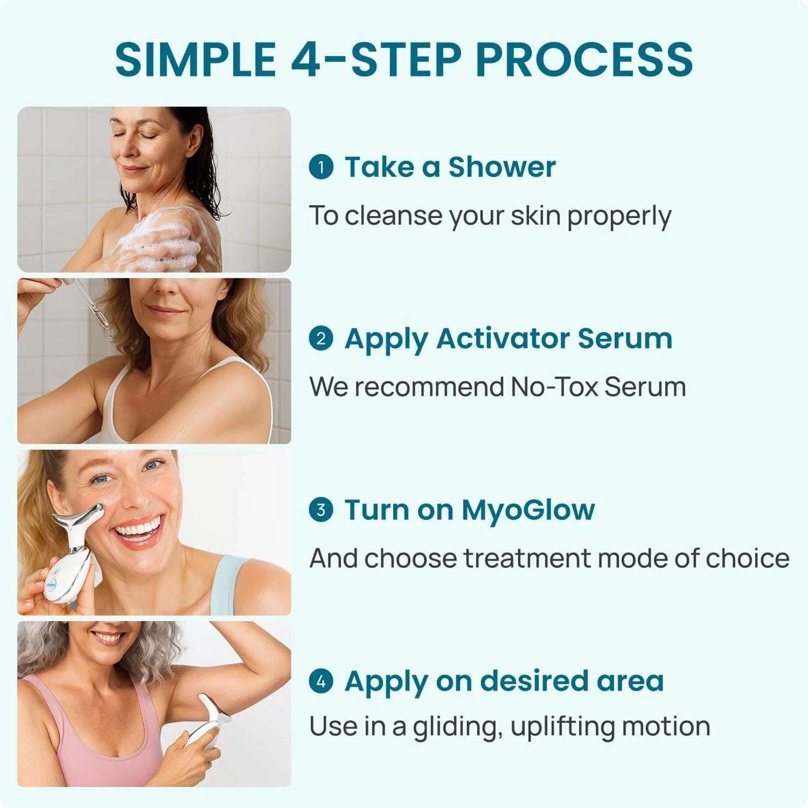 Myoglow by MDD - for Neck, Face and Body LED Skin Tightening & Lifting Device