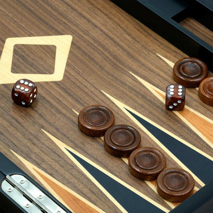 Wooden Backgammon Set Beautiful Inlaid Design Woodronic Standard 15” Board Game