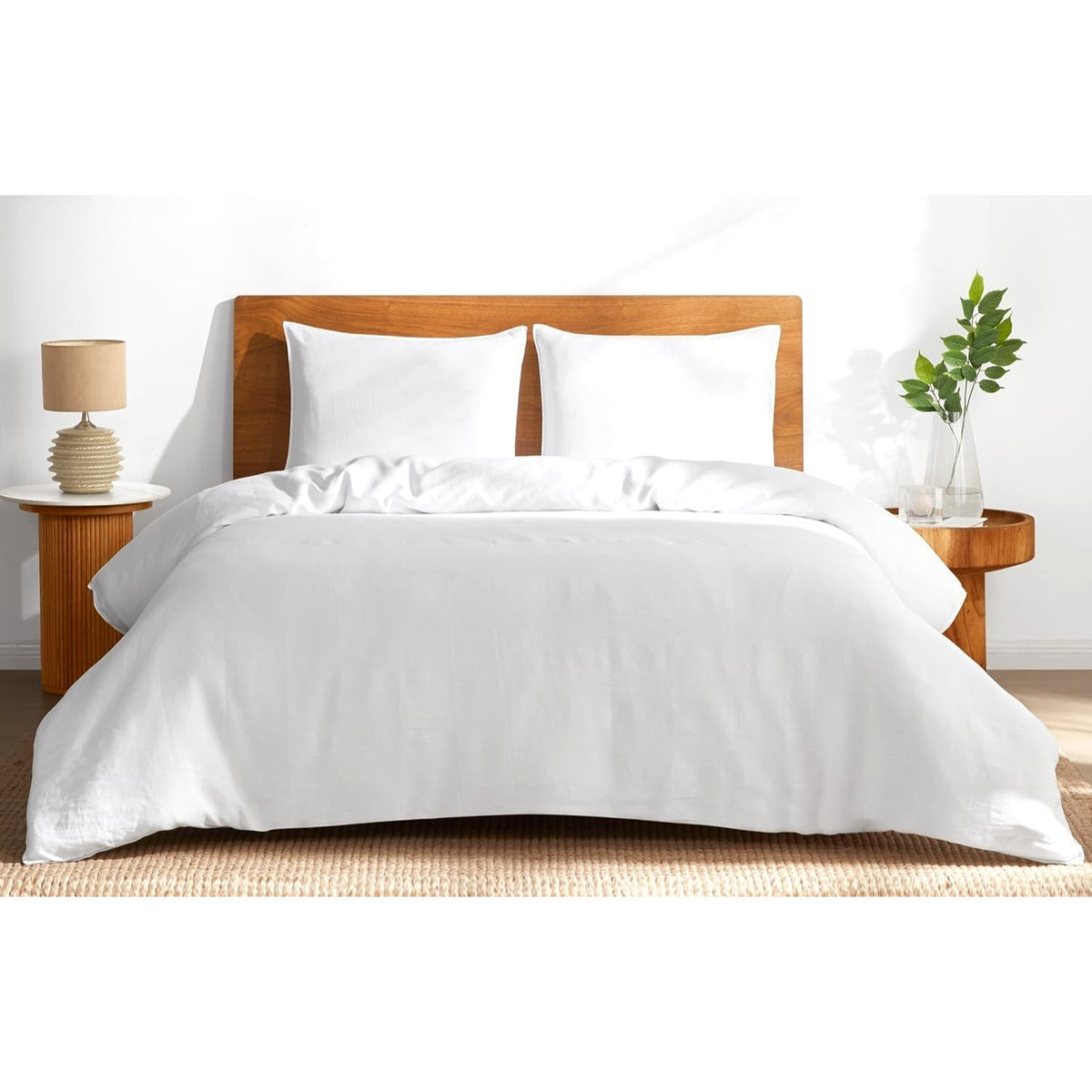 DAPU 100% Natural French Linen Luxury 3PC Duvet Cover Set California King White