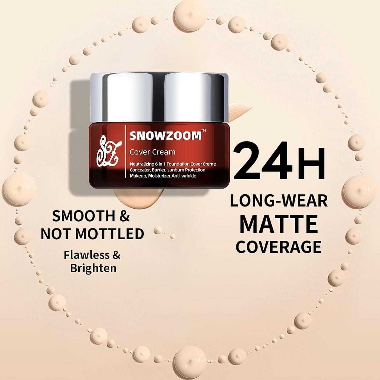 Snowzoom 6-in-1 Neutralizing Makeup Foundation Concealer SPF 50+ Porcelain Beige