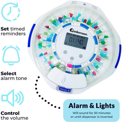 Adamson TimelyMed Smart Pill Dispenser Machine w/ Alarm, WiFi App, Lock (NEW)