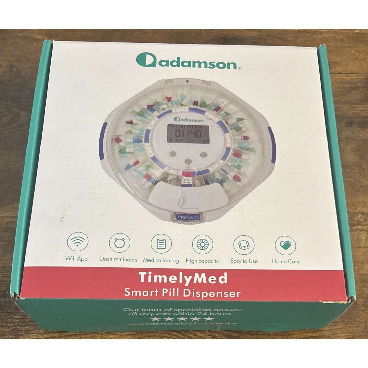 Adamson TimelyMed Smart Pill Dispenser Machine w/ Alarm, WiFi App, Lock (NEW)
