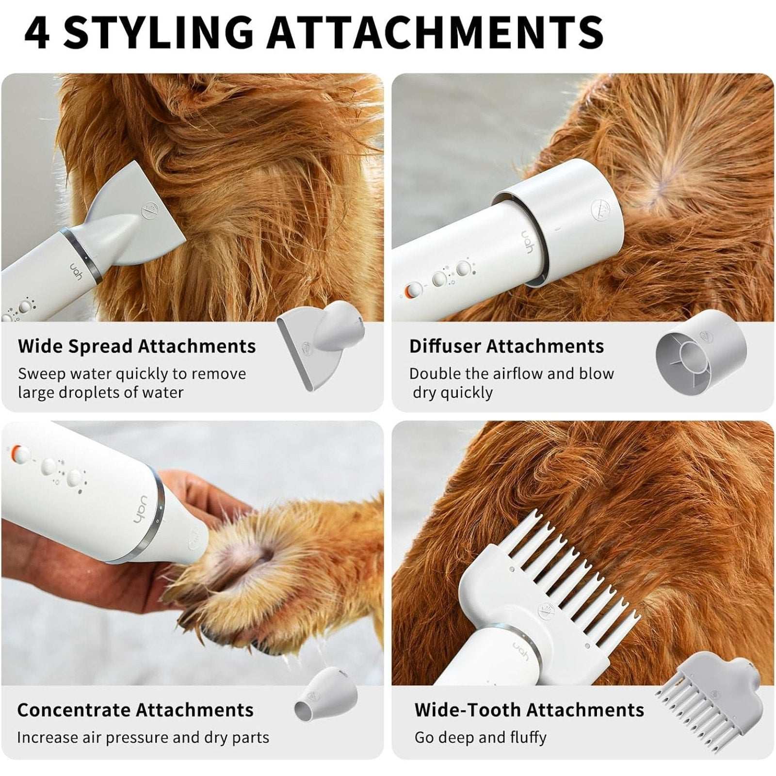uahPet Fluffy Dog Dryer PRO NTC Smart Temperature Control, Low Noise, Quick Dry