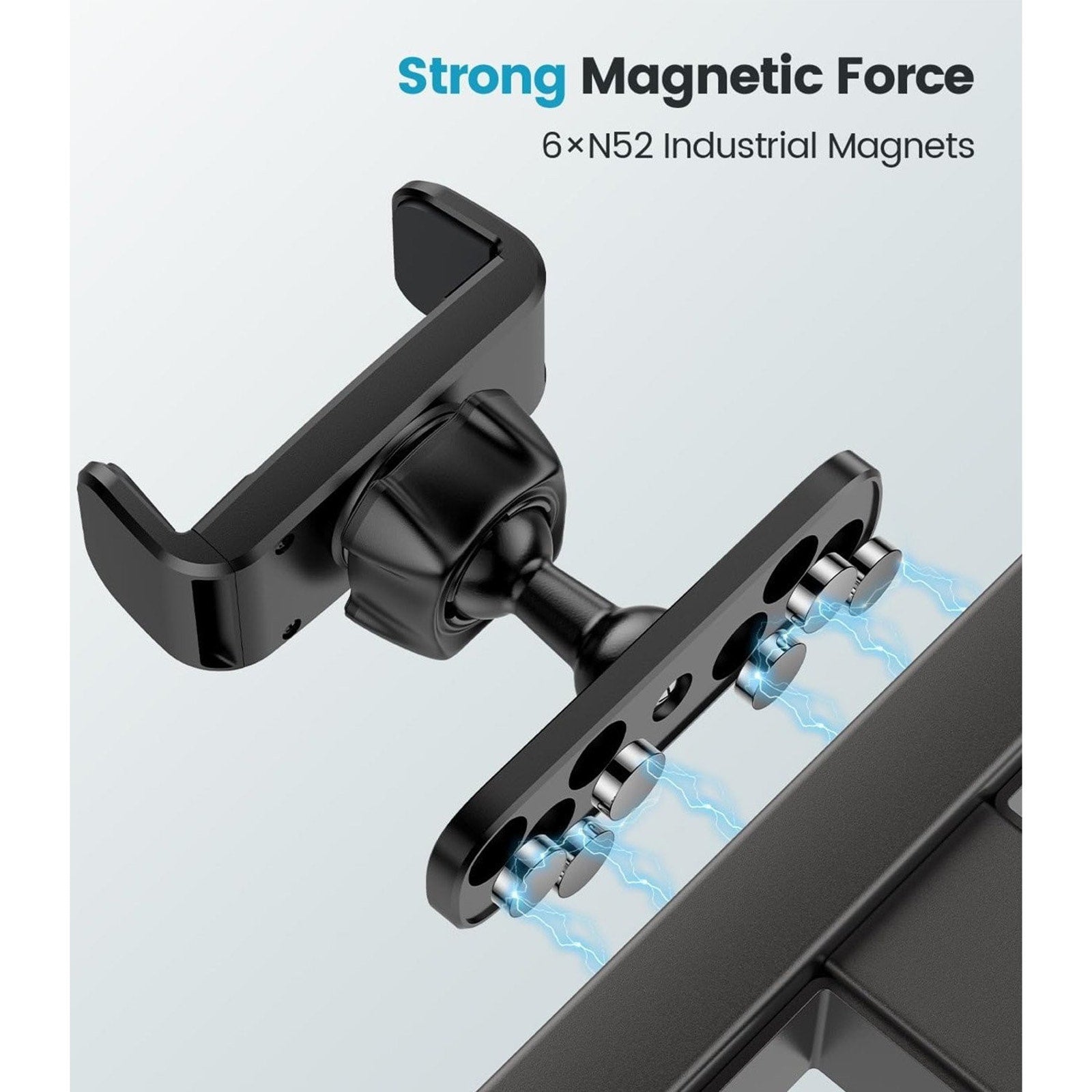 A2C Universal Magnetic Phone Holder Mount for Gym, Golf Cart, Streaming - Black