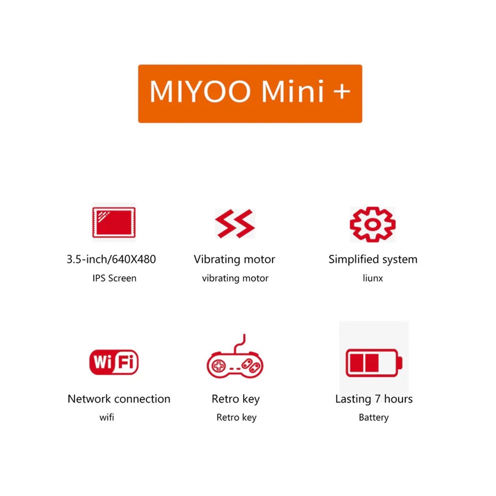 MIYOO Mini Plus Retro Handheld Game Console 64GB 3.5 inch IPS Screen Gray NEW