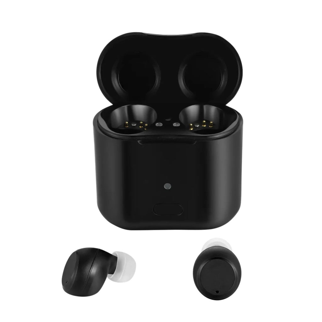 NewSound Mini Rechargeable ITE Hearing Aid, Black, Charging Case for L/R