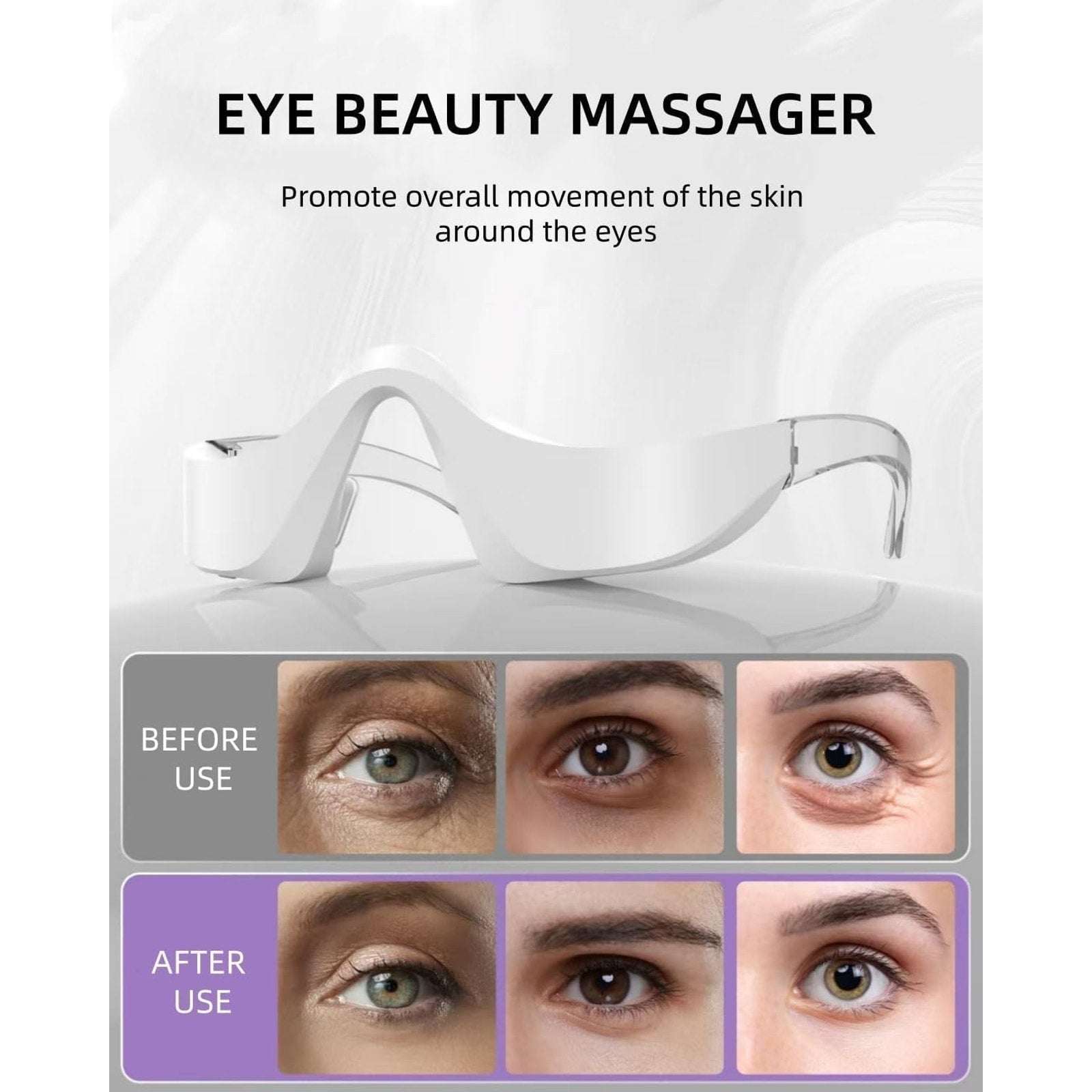 EMS Micro-current + Red Light Therapy Under Eye Beauty Massager 4 Modes/3 Levels