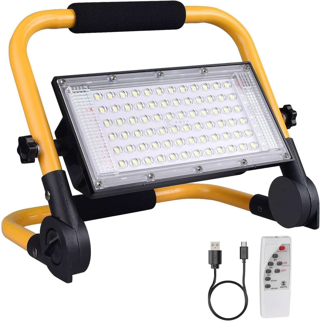 80W Solar LED Work Light 8000lm 13500mAh Rechargeable Battery Stand Timer Remote