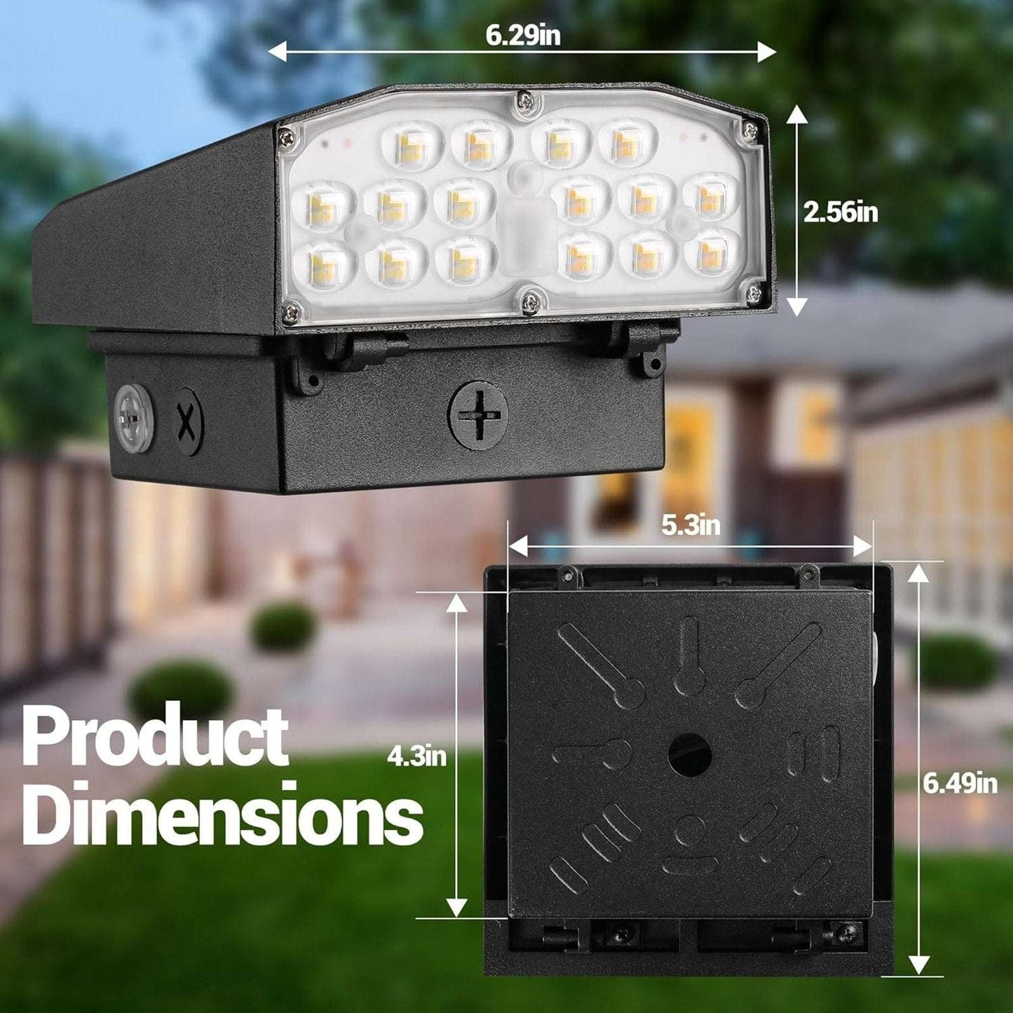Garrini 30W Dusk to Dawn LED Wall Pack Security Light w/ Adjustable CCT & Power