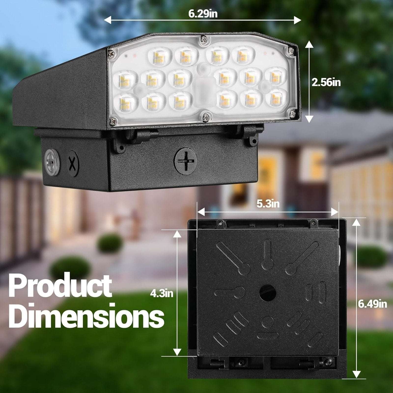 Garrini 30W Dusk to Dawn LED Wall Pack Security Light w/ Adjustable CCT & Power