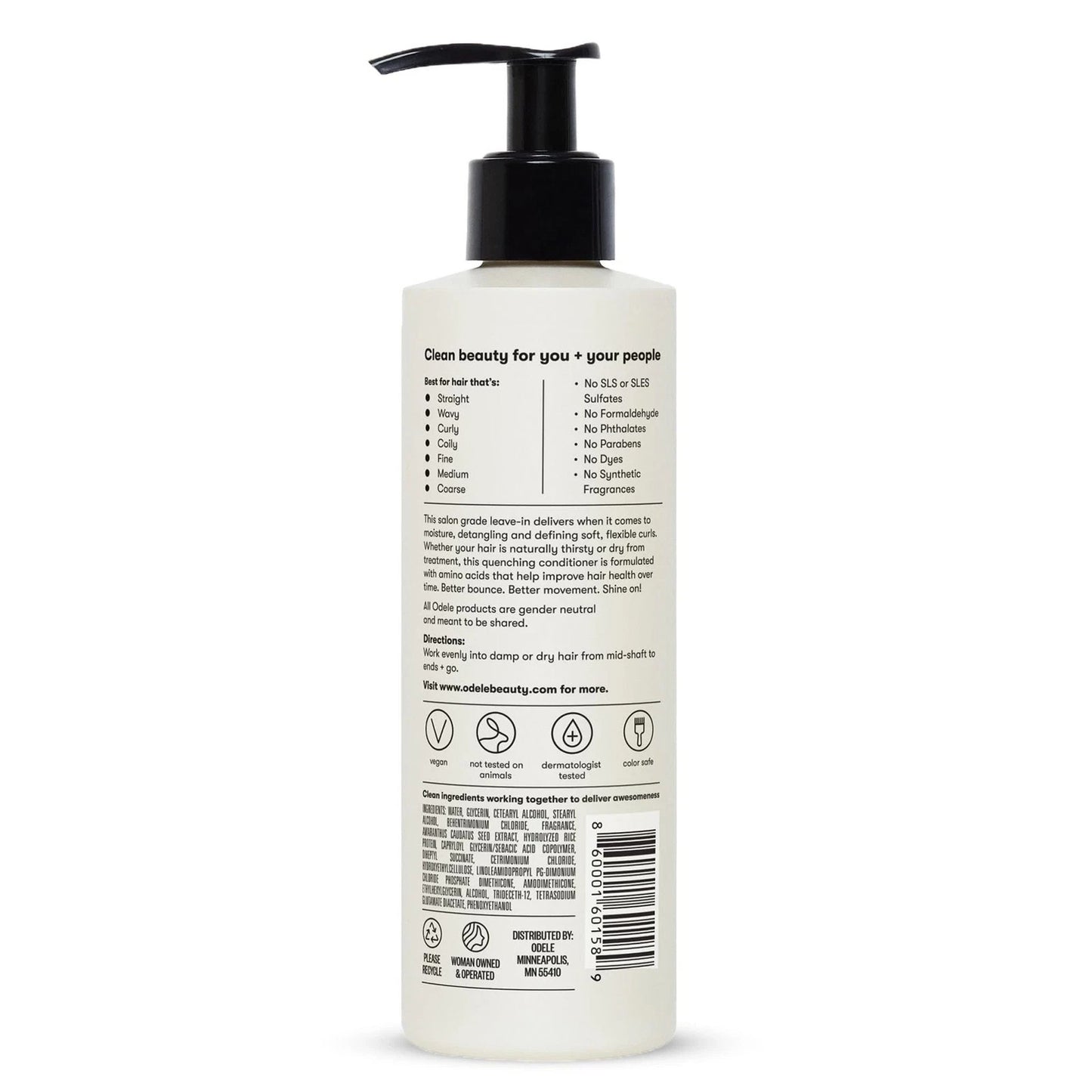 Odele Leave-In Conditioner, Deep Moisture & Frizz Control, All Hair Types, 8 oz
