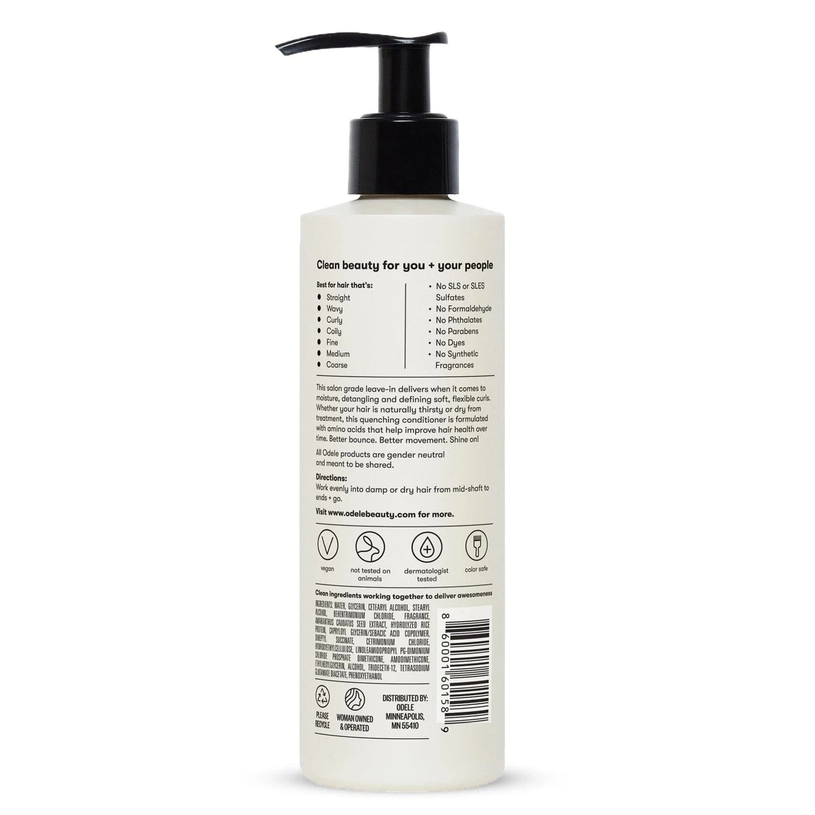Odele Leave-In Conditioner, Deep Moisture & Frizz Control, All Hair Types, 8 oz