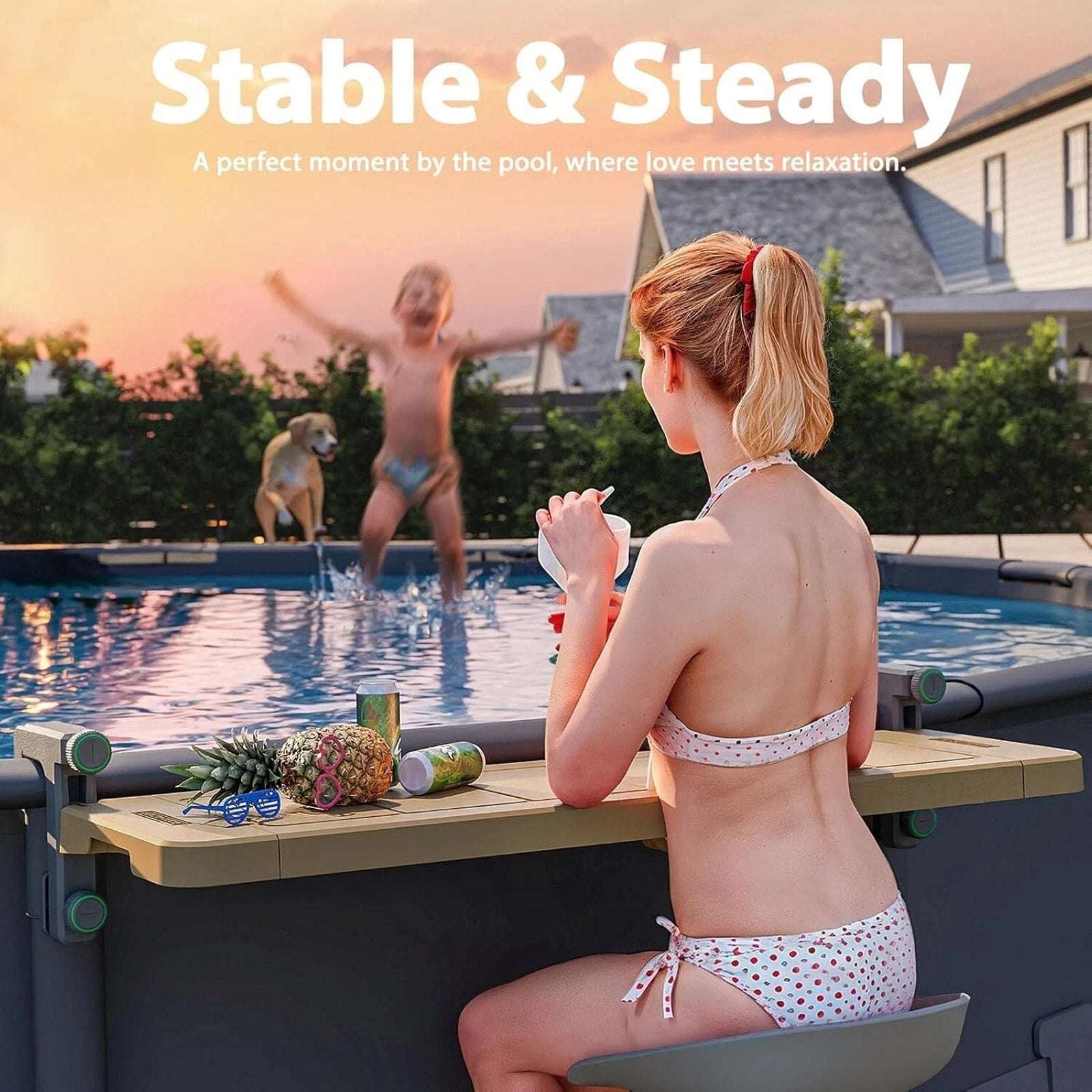 Poolside Bar, Swim Up Bar for Above-Ground Swimming Pools Patio Pool Side Table