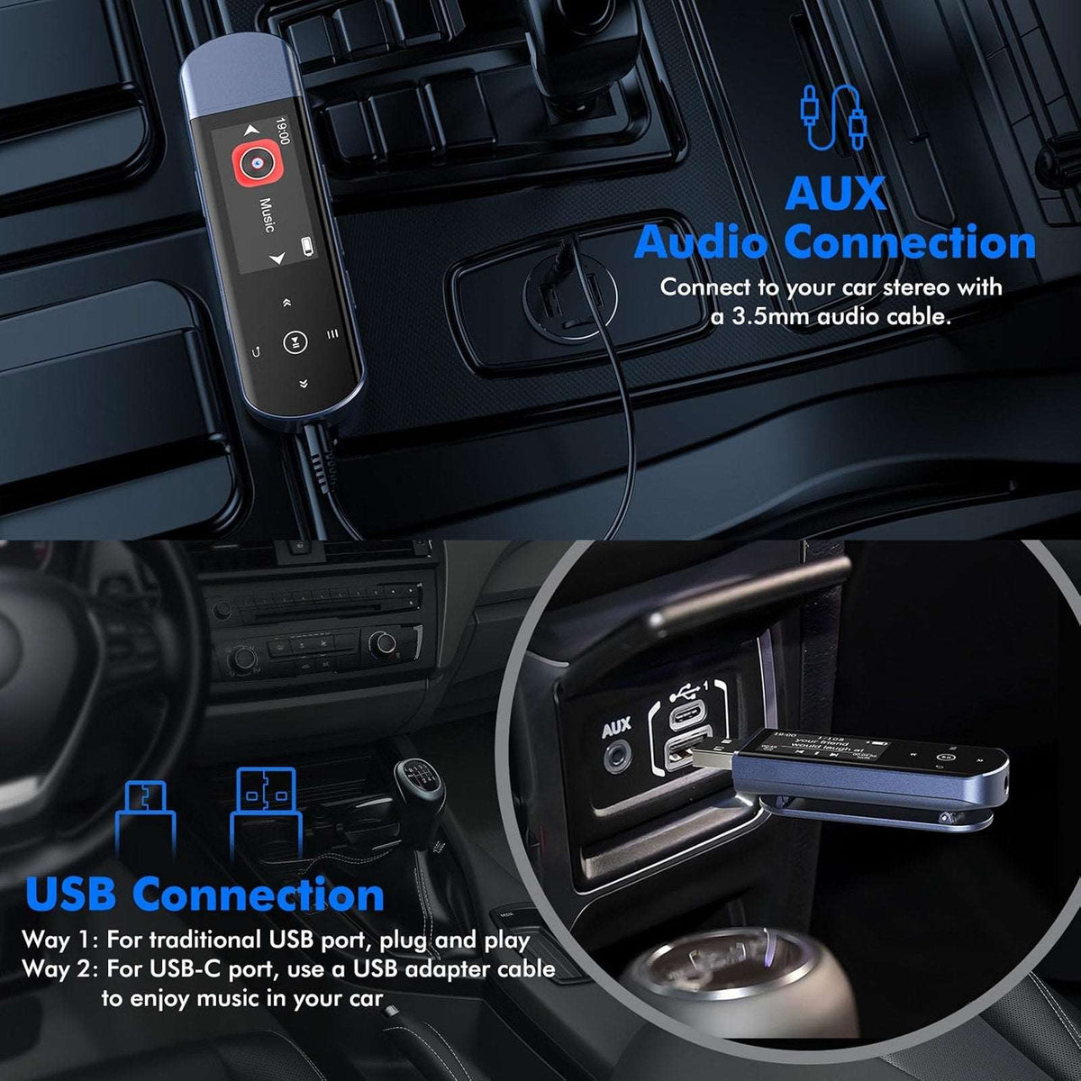 RUIZU 64GB USB-C MP3 Player Bluetooth 5.3, FM Radio & Clip Portable Music Player