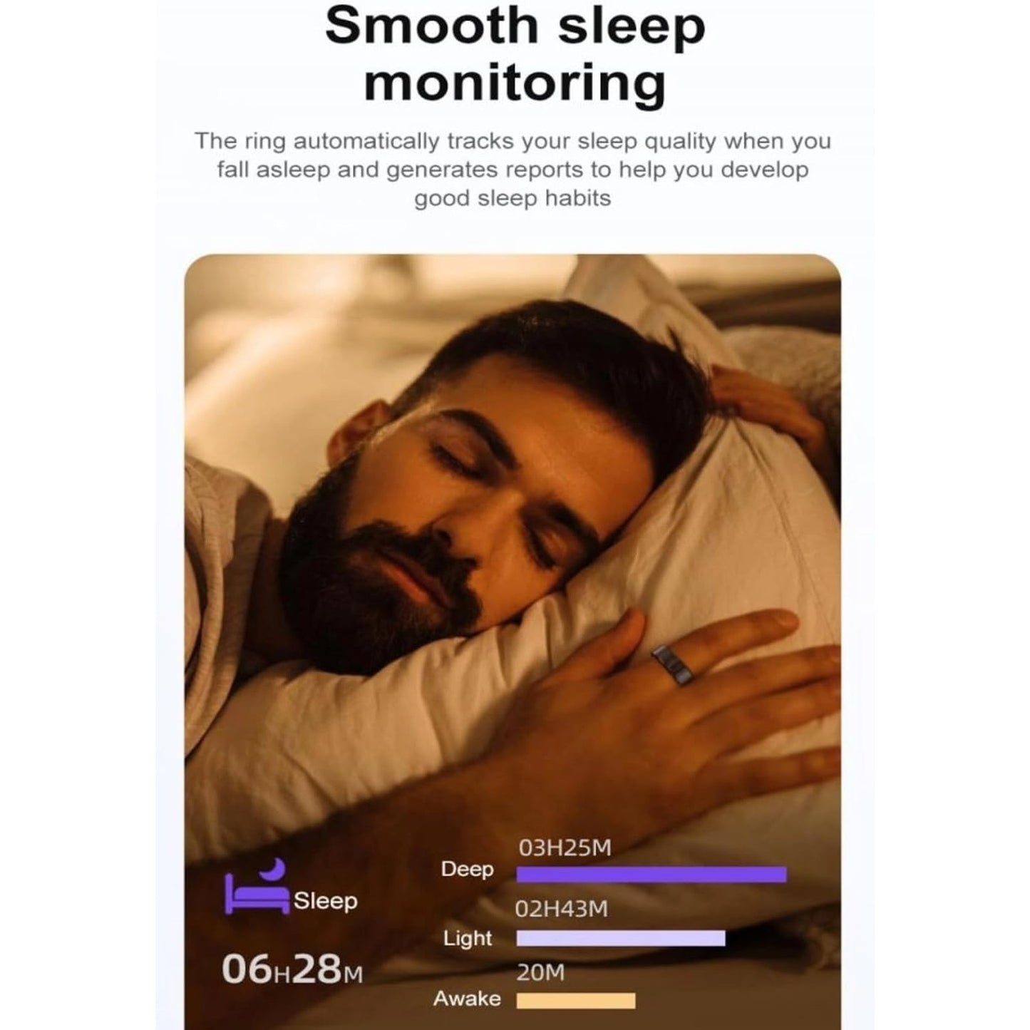 Smart Ring 3 w/ Charging Case Health Sleep Tracker w APP Waterproof Size 10 GOLD