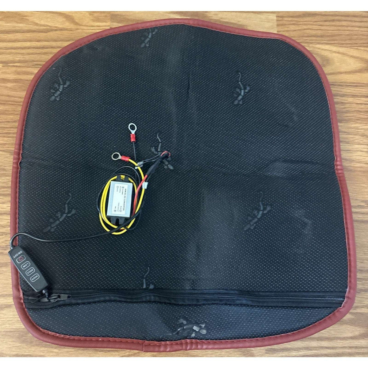 10L0L Universal Golf Cart Heated Seat Cushion 3 Heat Levels & Auto-Off Black/Red