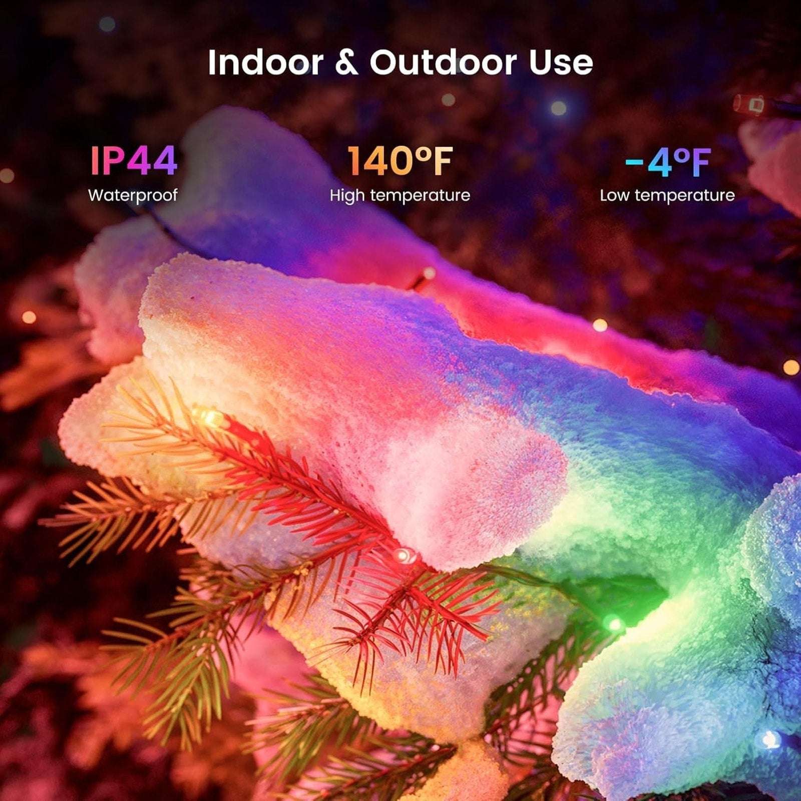 App-Controlled Bluetooth Smart RGB Christmas Lights 200 LED 66Ft w/ Music Flow