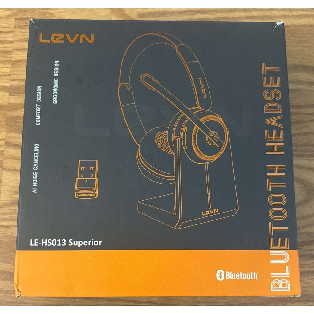 Levn LE-HS013 Superior Bluetooth Headset w/ Noise Cancellation + Charging Stand