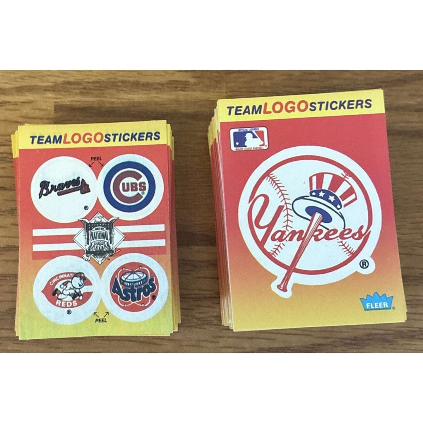 134Pcs 1991 Fleer MLB Baseball Teams Logo Stickers + Small 4-Team Sticker Cards