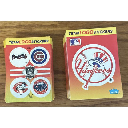 134Pcs 1991 Fleer MLB Baseball Teams Logo Stickers + Small 4-Team Sticker Cards