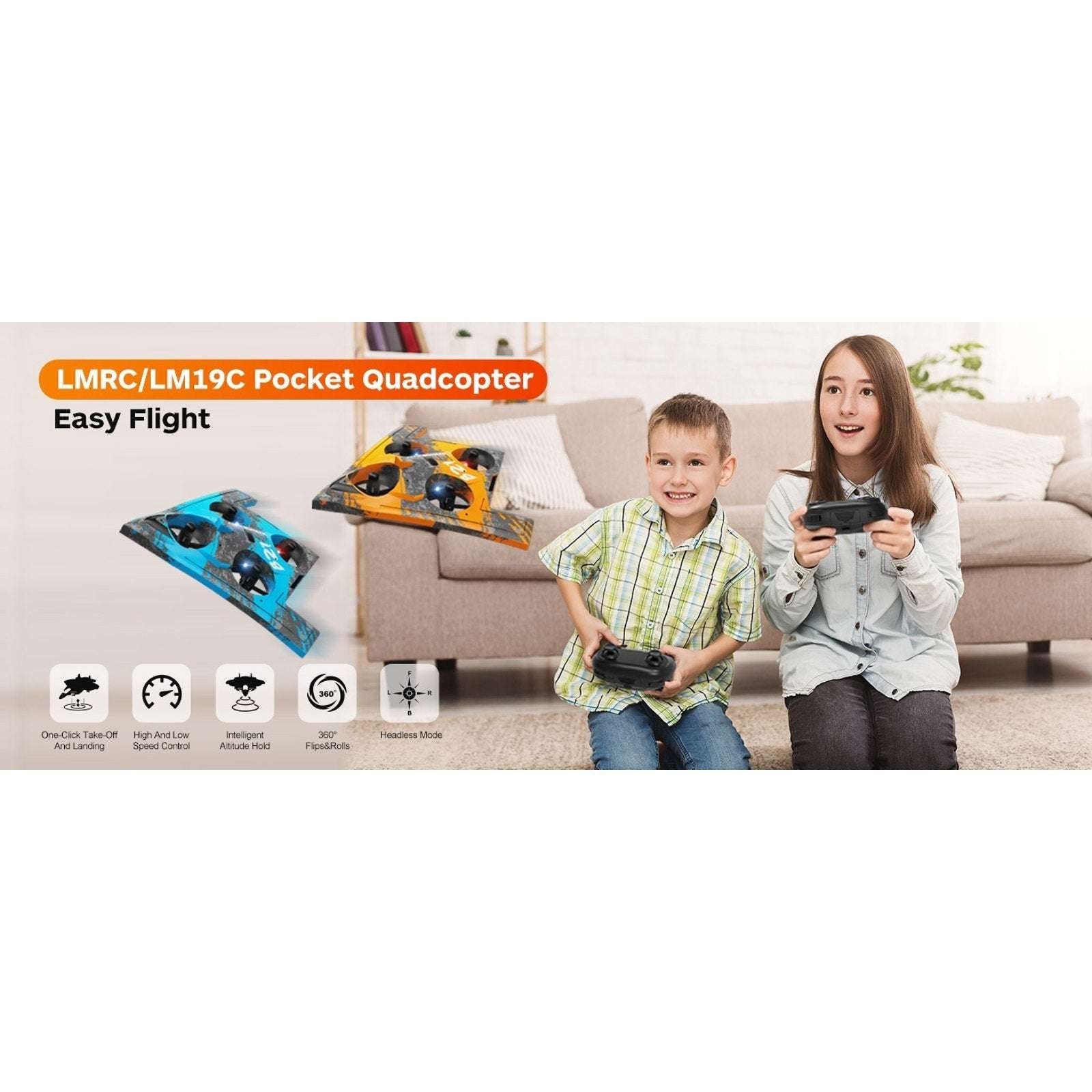 LM19-C Quadcopter 2.4GHz RC Drone for Beginners 2 Batteries Headless Mode Stunt