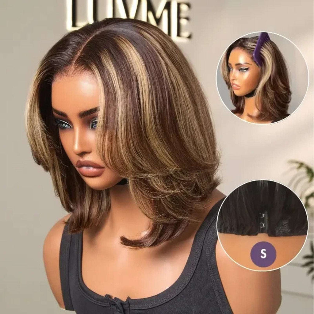 Luvme 100% Human Hair Wig 150% Density Brown/Blonde Highlights Glueless One Size
