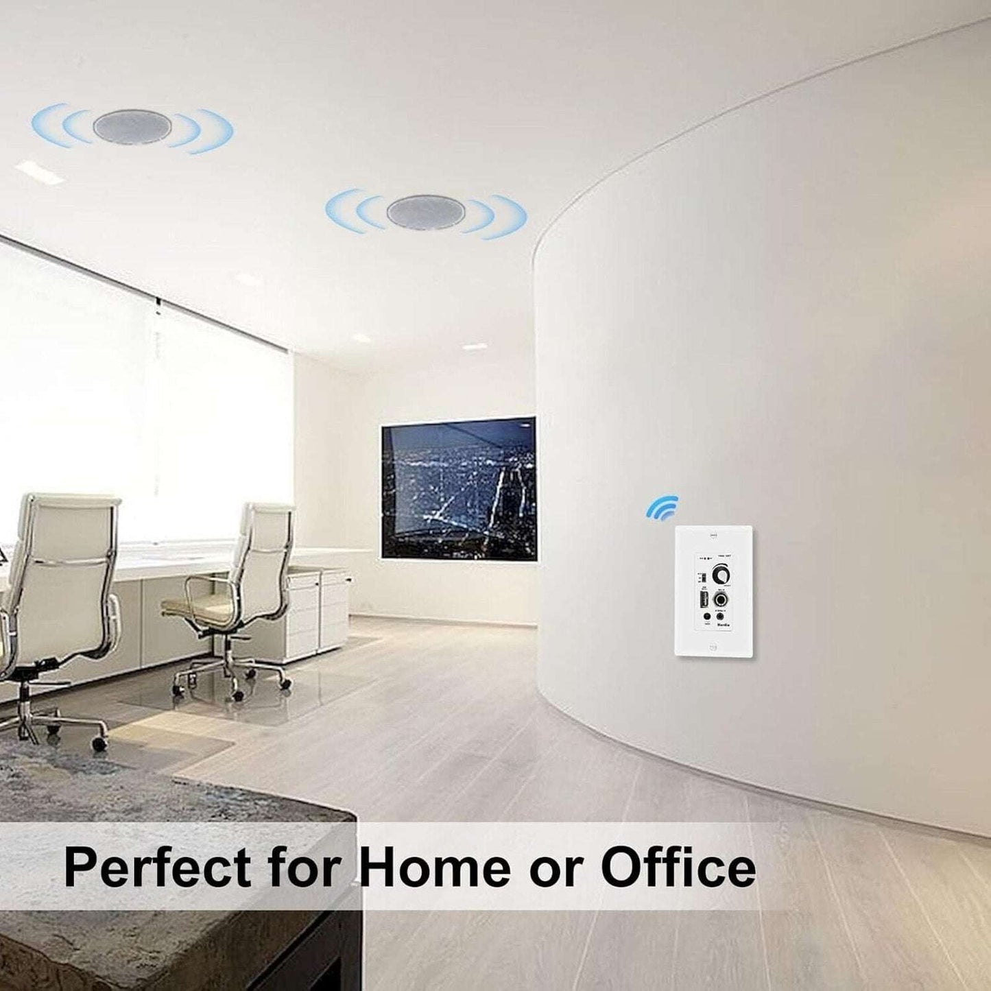 Herdio Bluetooth Wall Amplifier 4 Channel Volume Control USB MIC AUX(3.5mm)