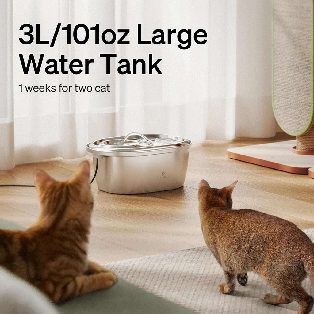 PETLIBRO 101oz/3L Stainless Steel Cat Automatic Water Fountain + Filters Dog Pet