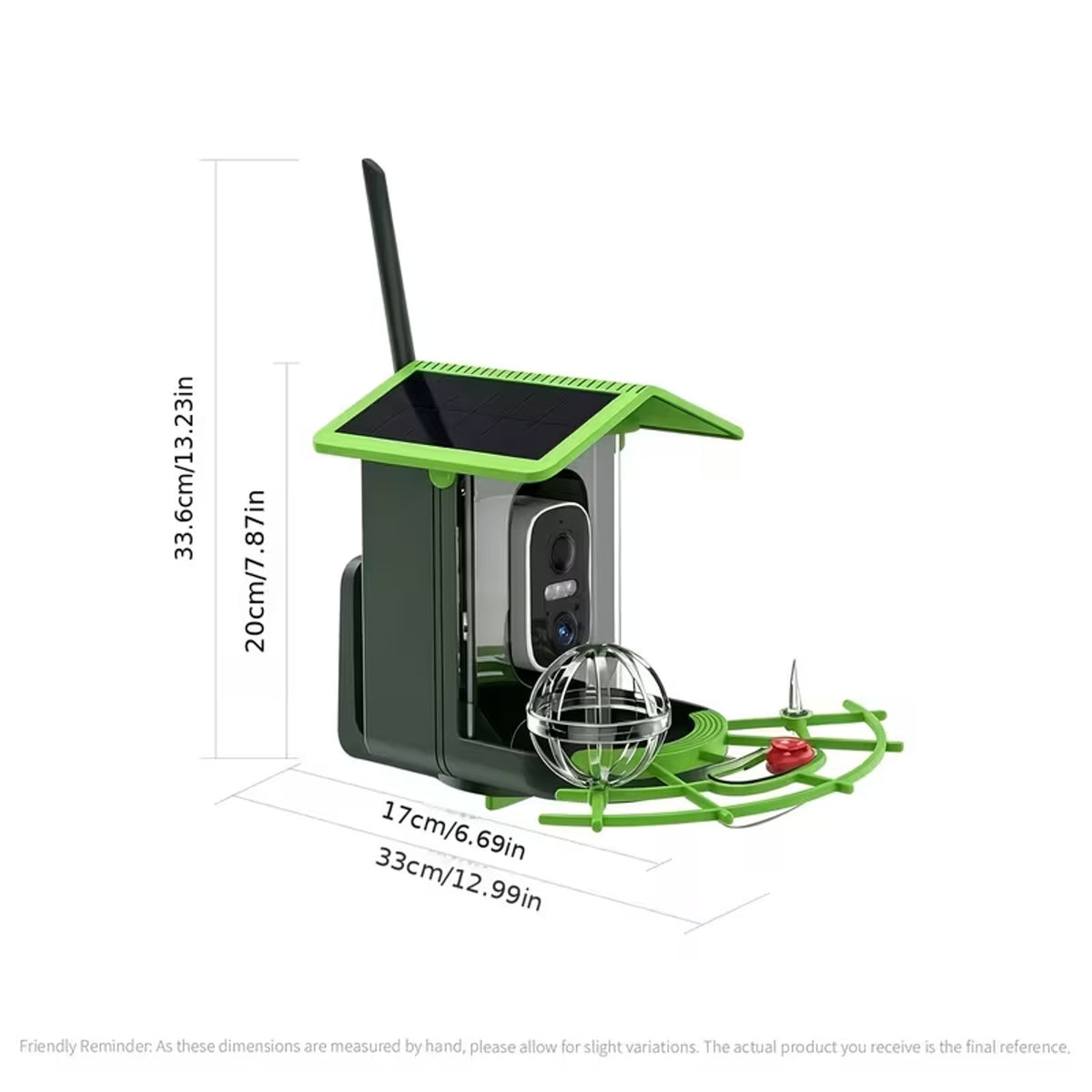 WIFI Solar Powered IP66 Smart Bird Feeder 2K HD Video Camera, Mic & AI Indentify