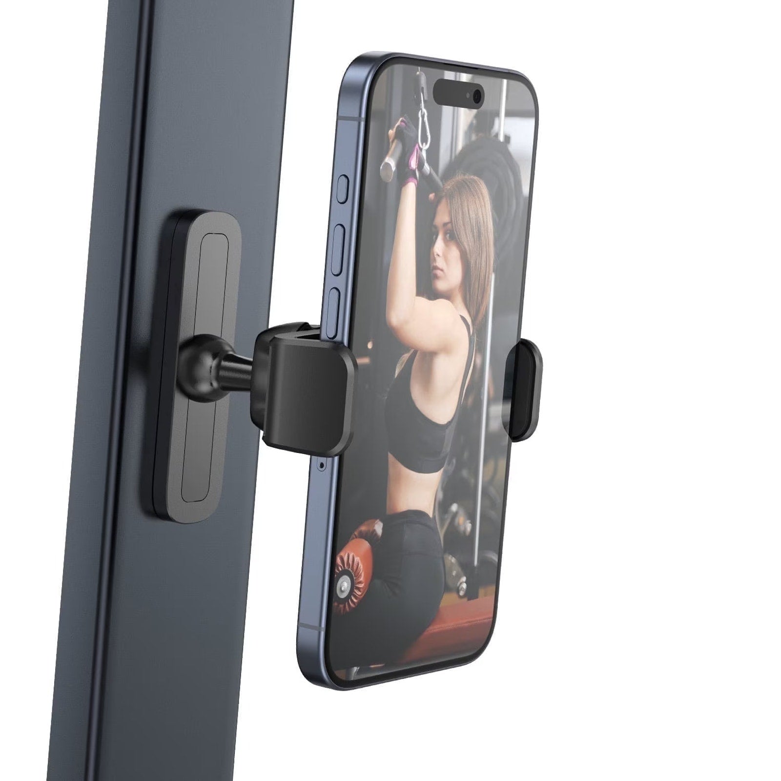 A2C Universal Magnetic Phone Holder Mount for Gym, Golf Cart, Streaming - Black