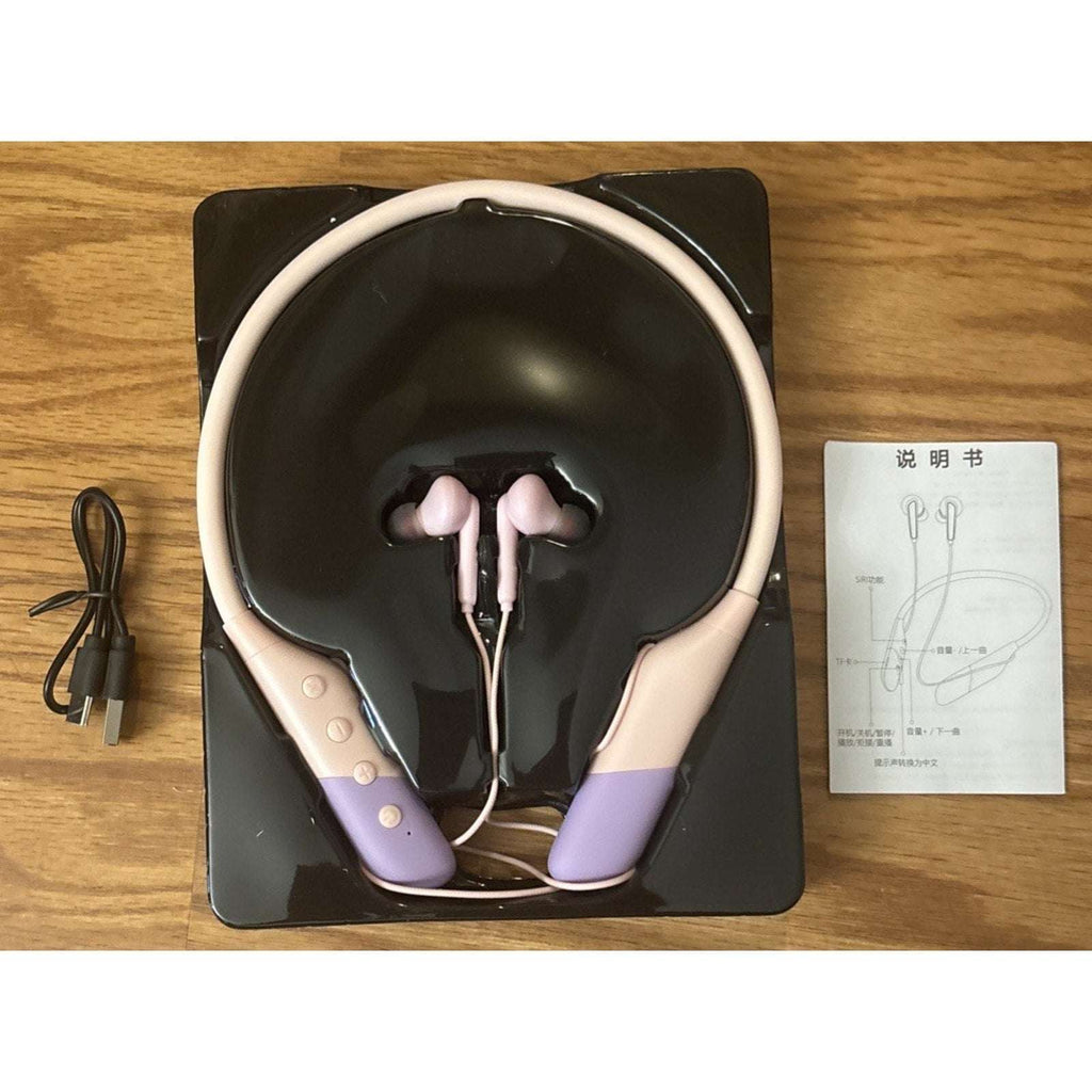 Bluetooth Headphones Neckband, Retractable Headset Wireless Sports Earbuds Noise