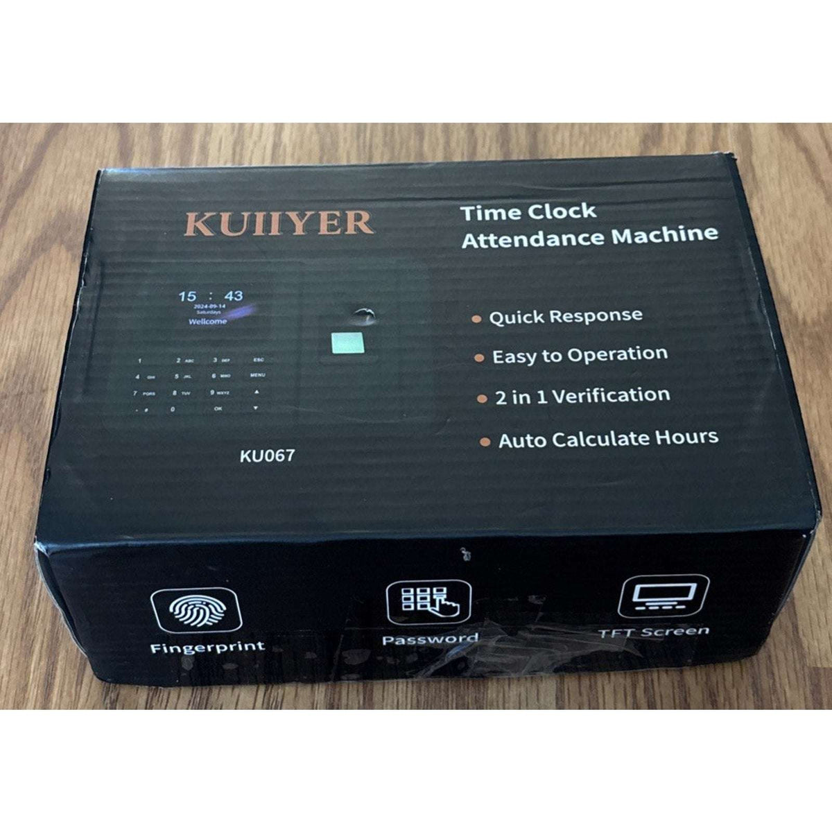 KUIIYER 2in1 Biometric Time Clock Employees Small Business Fingerprint Password