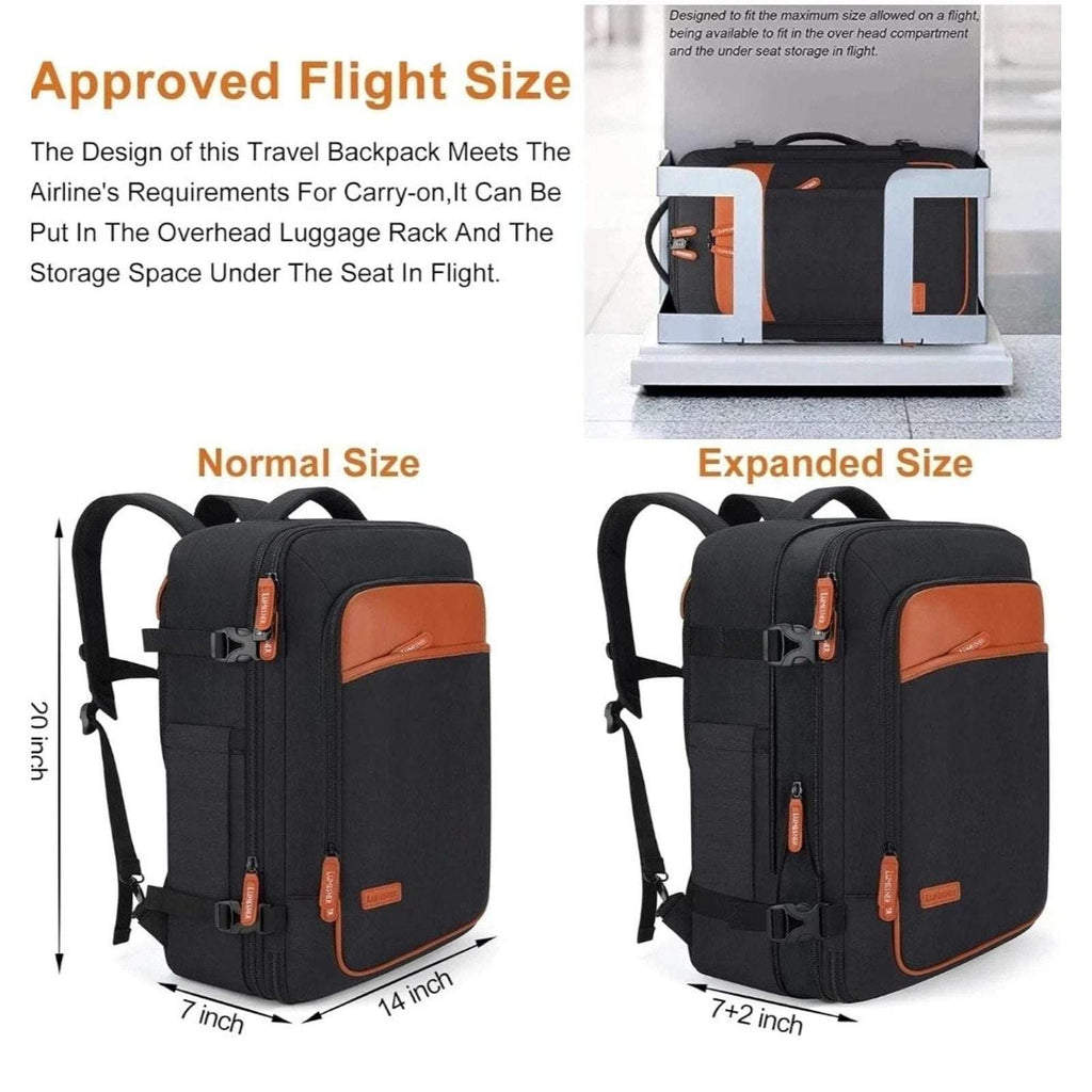 Lumesner Carry on Backpack Travel Set XL 40L TSA Flight Approved Bag w/ USB Port