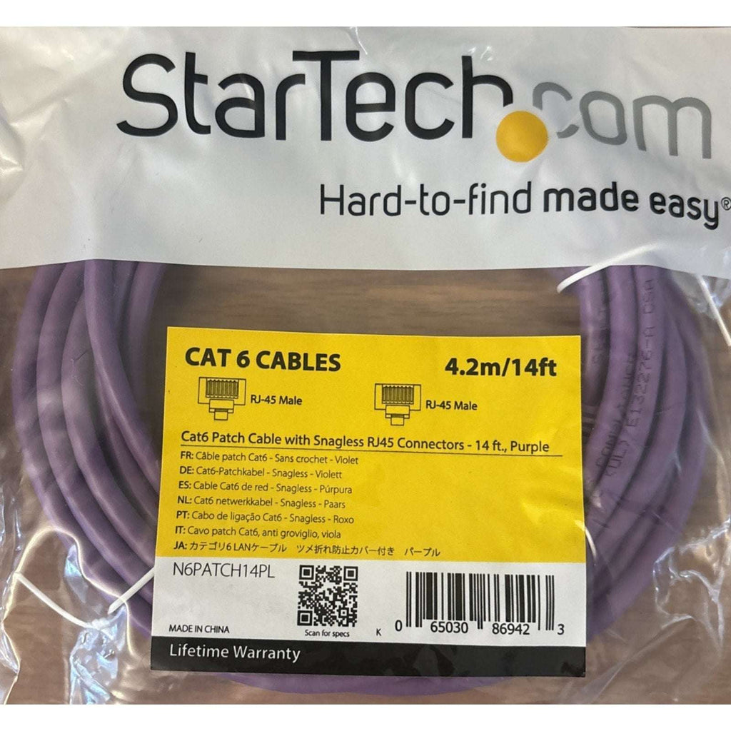 4 Pack StarTech Cat6 Ethernet Network Patch Cable 14ft RJ45 Snagless N6PATCH14PL