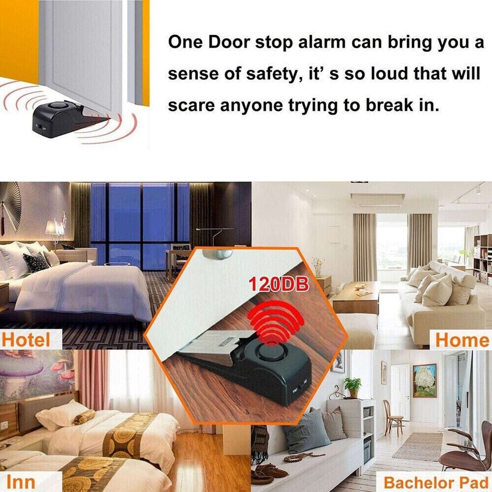 Wireless Travel Door Stop Alarm Portable Security Alert Wedge Stopper Hotel Safe