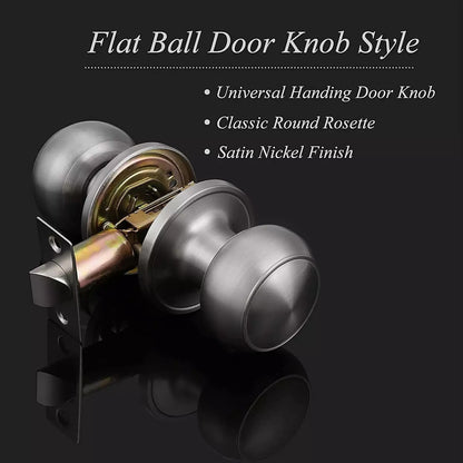 10 Pack Probrico Satin Nickel Passage Door Knobs Round Handles Hall Closet