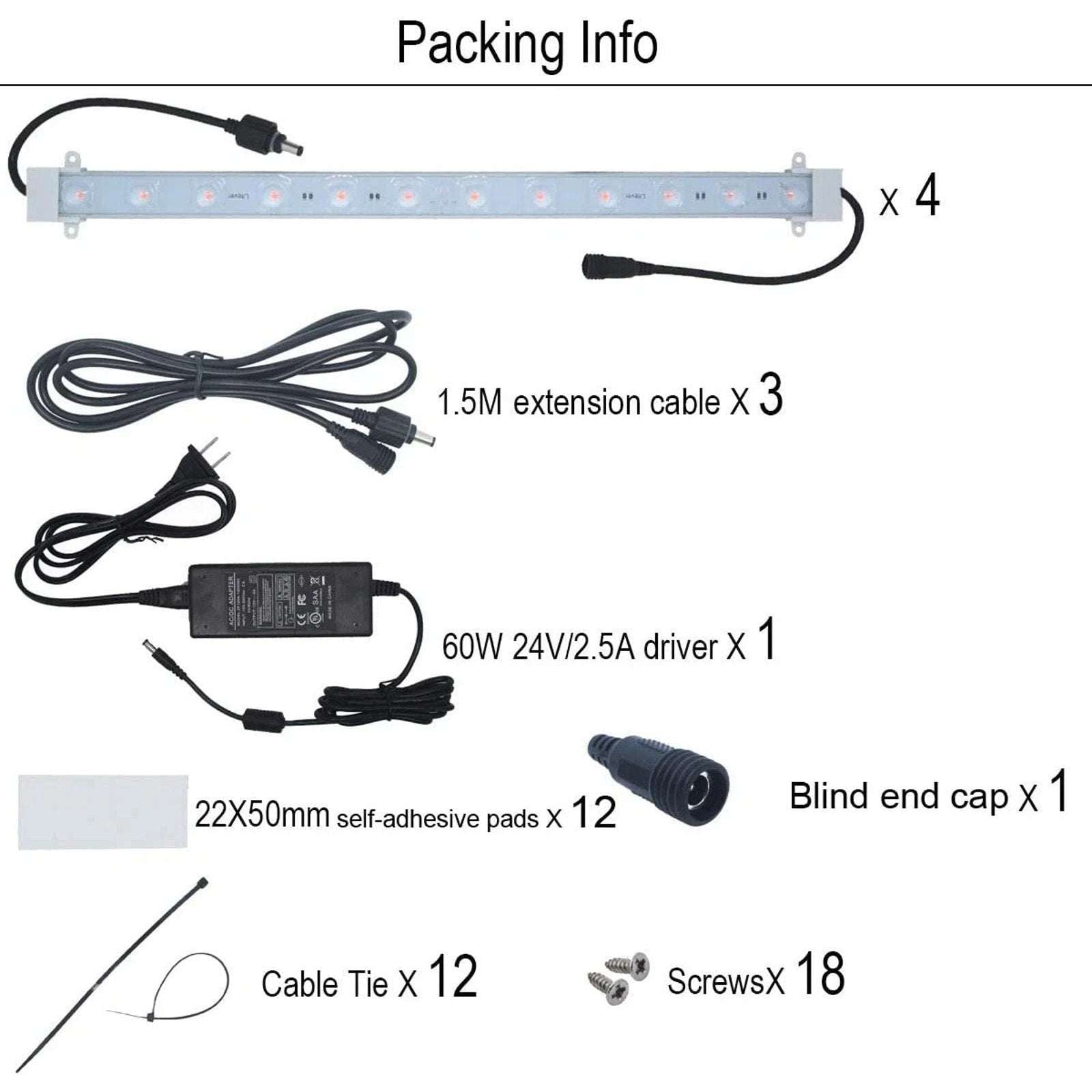 Grow Light Kit 4 x 16-Inch 45W LED Full Spectrum Grow Light Strips Greenhouse, G