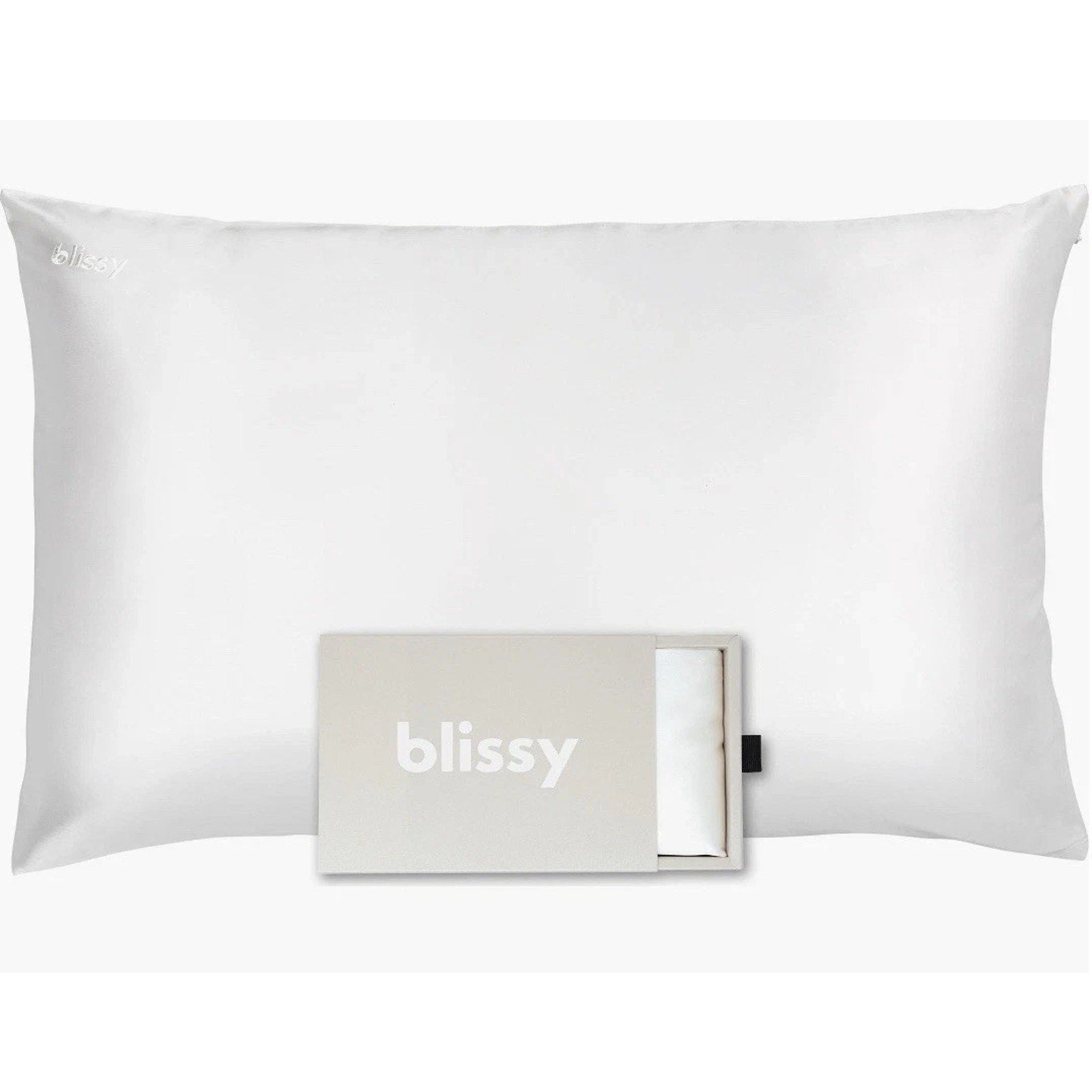 Blissy 100% Pure Mulberry Silk Pillowcase 22 Momme King Size in White - Cooling