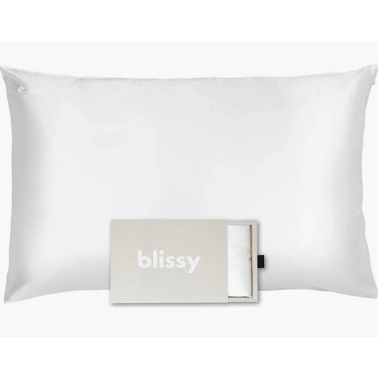 Blissy 100% Pure Mulberry Silk Pillowcase 22 Momme King Size in White - Cooling