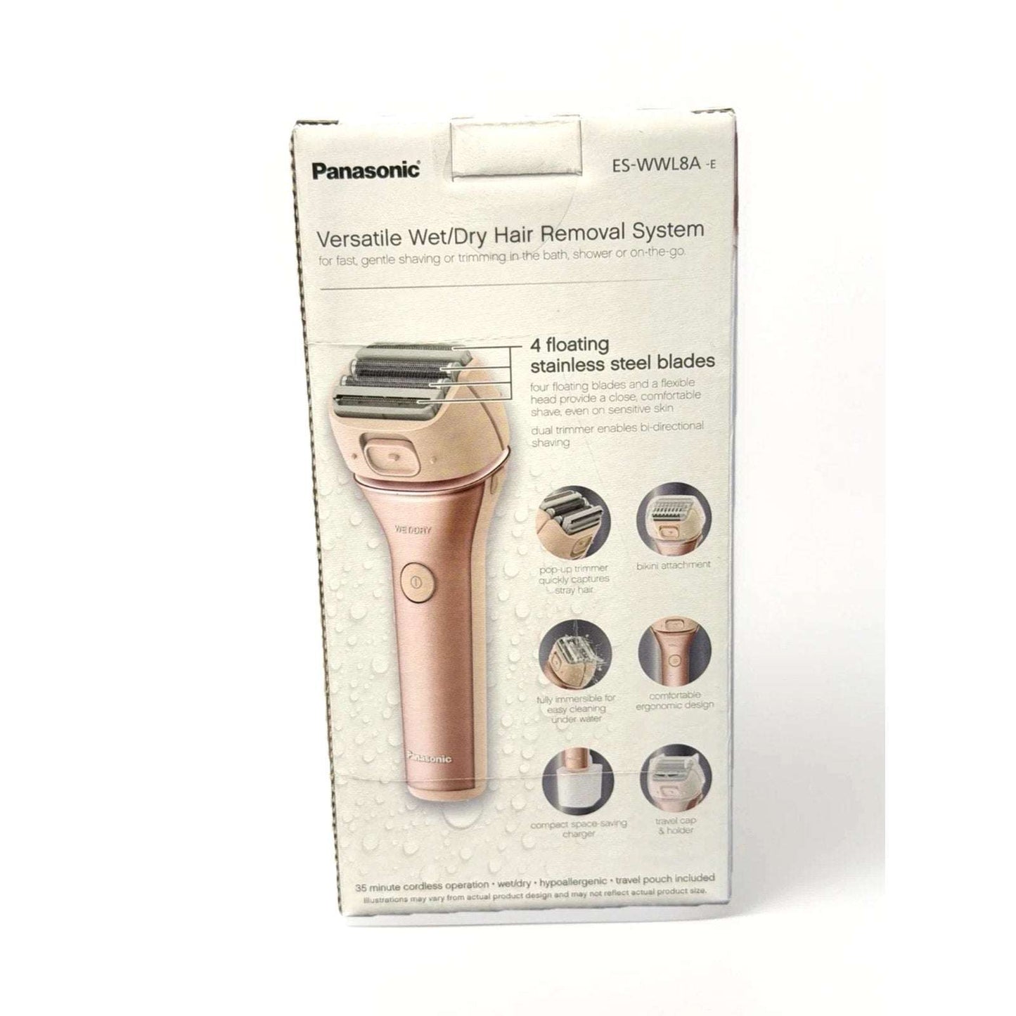 Panasonic Close Curves Wet/Dry Ladies Shaver 4-Blade w Bikini Attachment Trimmer